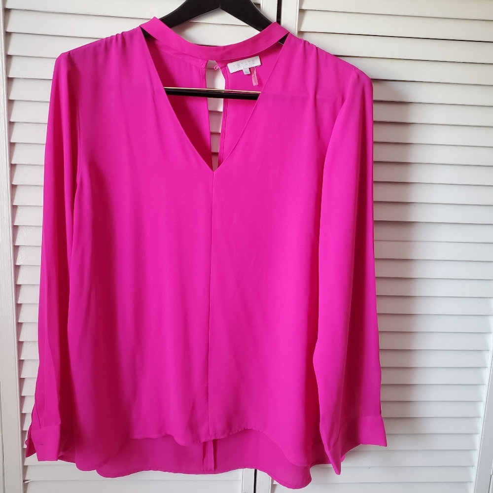 1 slate long sleeve choker blouse 1x - Picture 2 of 3